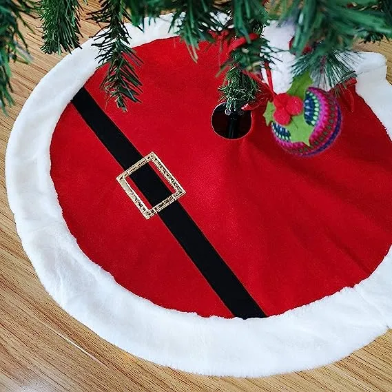 48" Red Santa Belt Tree Skirt 3 48" Red Santa Belt Tree Skirt