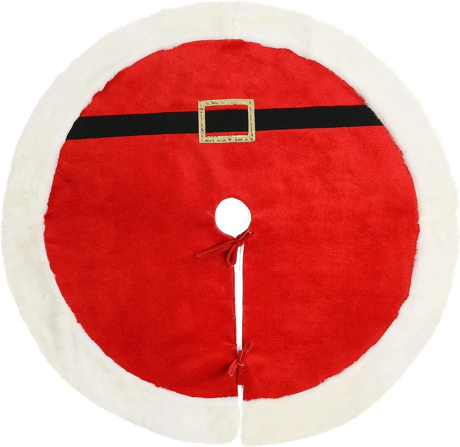 48" Red Santa Belt Tree Skirt 4 48" Red Santa Belt Tree Skirt - Image 2