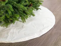 48" White Iridescent Glitter Tree Skirt With Silver Edge Trim