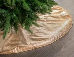 48" Gold Glitter Tree Skirt With Gold Edge Trim