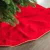 30" Red Velvet Tree Skirt With Gold Edge Trim -Christmas decorations 0671402133