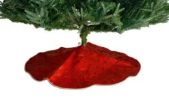 48" Red & Gold Glitter Leaves Tree Skirt