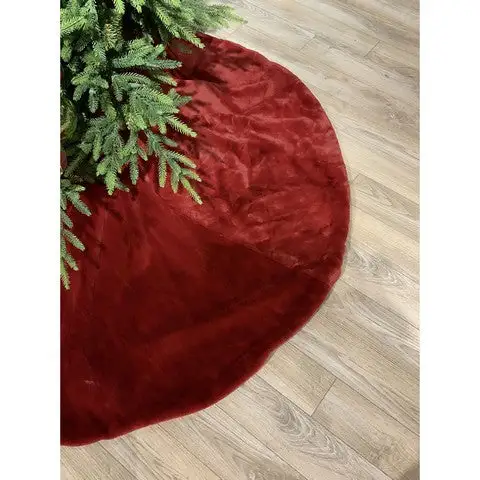 64" Burgundy Faux Fur Tree Skirt 3 64" Burgundy Faux Fur Tree Skirt