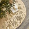 64" Metallic Gold Dupion With Beaded Snowflakes Tree Skirt -Christmas decorations 0671402306