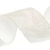 2.5" X 10 YD White With Silver Glitter Ribbon Set Of 3 -Christmas decorations 0671402400B