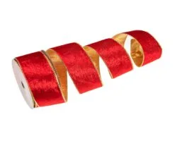 2.5" X 10 YD Red Ribbon With Gold Back Set Of 3 -Christmas decorations 0671402491