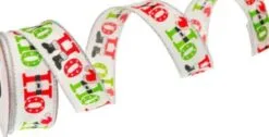 1.5" X 10 YD White, Red, & Green Ho-Ho-Ho Ribbon Set Of 3