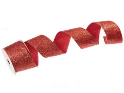 2.5" X 10 YD Red Glitter Ribbon Set Of 3