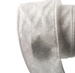 2.5" X 10 YD White Iridescent Glitter Ribbon Set Of 3 -Christmas decorations 0671402808B