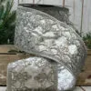 4" X 5 YD Silver Dupion Sequin Scallop Ribbon -Christmas decorations 0671402978