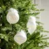 5" Clear White Feathered Ornament Set Of 9 -Christmas decorations 0671404512