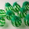 5" Green Feathered Glass Ball Ornament Set Of 9 -Christmas decorations 0671404520 1