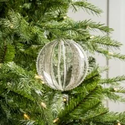 5" Celline Clear & Pearled Ball Ornament Set Of 9 -Christmas decorations 0671404526