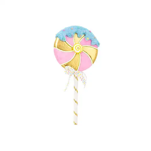 28" Pink & Gold Swirl Lollipop Pick With Blue Icing 4 28" Pink & Gold Swirl Lollipop Pick With Blue Icing - Image 2