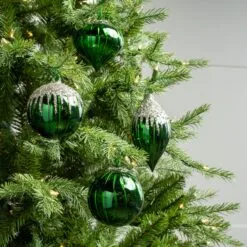 4" Shiny Green Glass Ornament Assorted Set Of 12 -Christmas decorations 0671406645