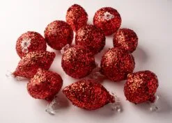 4" Red Glitter Decorated Assorted Ornament Set Of 12 -Christmas decorations 0671406647 1