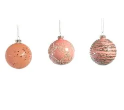 3" Pink Glass Assorted Ball Set Of 12 -Christmas decorations 0671406702C