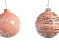 3" Pink Glass Assorted Ball Set Of 12 -Christmas decorations 0671406702D