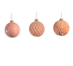 3" Pink Glass Assorted Ball Set Of 12 -Christmas decorations 0671406702W