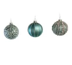 3" Blue Glass Assorted Set Of 12 -Christmas decorations 0671406703 1
