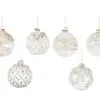3" Glass Crystal Clear With Silver Accents Ornaments Assorted Set Of 12 -Christmas decorations 0671406704