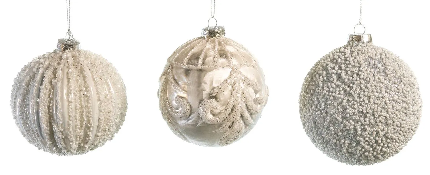 4" Glass White Ball Decorative Ornament Assorted Set Of 12 4 4" Glass White Ball Decorative Ornament Assorted Set Of 12 - Image 2
