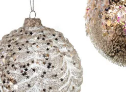 4" Crystal & Silver Decorative Glittered Ornament Assorted Set Of 12 8 4" Crystal & Silver Decorative Glittered Ornament Assorted Set Of 12 -Christmas decorations 0671406715B
