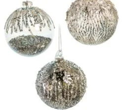 4" Grey & Silver Decorative Ball Assorted Set Of 12 -Christmas decorations 0671406716 1