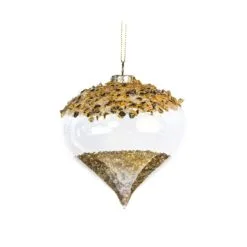 4" Crystal Gold Ornament With Gold Beads Set Of 12 7 4" Crystal Gold Ornament With Gold Beads Set Of 12 -Christmas decorations 0671406723 1