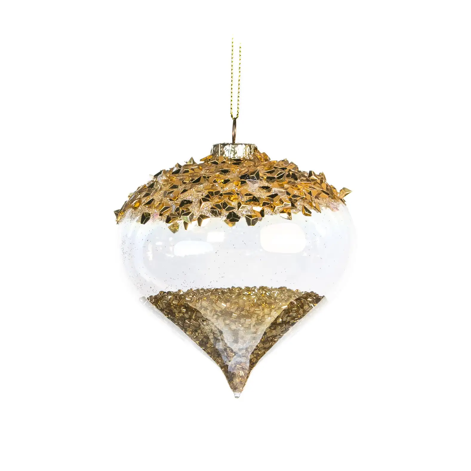 4" Crystal Gold Ornament With Gold Beads Set Of 12 5 4" Crystal Gold Ornament With Gold Beads Set Of 12 - Image 3