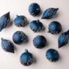 4" Blue Matte Decorative Ornaments Assorted Set Of 12 -Christmas decorations 0671406733 1