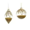 4" Gold Crystal Finial With Beads & Glitter Ornament Assorted Set Of 12 -Christmas decorations 0671406735AA