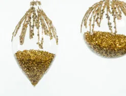 4" Gold Crystal Finial With Beads & Glitter Ornament Assorted Set Of 12 7 4" Gold Crystal Finial With Beads & Glitter Ornament Assorted Set Of 12 -Christmas decorations 0671406735 3