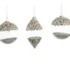 4" Crystal Silver Glitter Ornaments Assorted Set Of 12 -Christmas decorations 0671406736