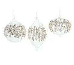 5" Crystal Beaded Ornament Assorted Set Of 9 -Christmas decorations 0671406741