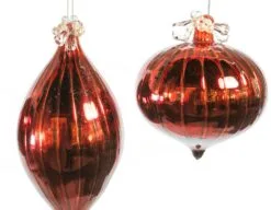 5" Red Shiny With Beads Deco Ornament Assorted Set Of 9 -Christmas decorations 0671406742B