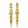 21" Glass Gold Finial Ornament Set Of 2 -Christmas decorations 0671406817A