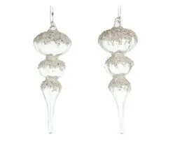 8" Crystal Finial With Glitter Set Of 2 -Christmas decorations 0671406820 1