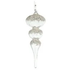8" Crystal Finial With Glitter Set Of 2 -Christmas decorations 0671406820 2