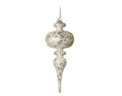 7" Crystal With Cream & Silver Glittered Finial Set Of 6 9 7" Crystal With Cream & Silver Glittered Finial Set Of 6 -Christmas decorations 0671406877 2