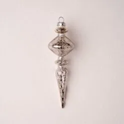 6" Champagne Finial Ornament Set Of 6
