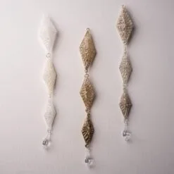 14" Assorted Glass Spun Hanging Drop Ornament Set Of 6