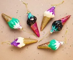 6" Ice Cream Assorted Ornament Set Of 6
