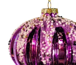 4" Purple Sequin Assorted Ornament Set Of 12 -Christmas decorations 0671406913B