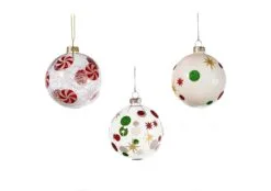 3" Peppermint Polka Dot Assorted Glass Set Of 12 -Christmas decorations 0671406914aa