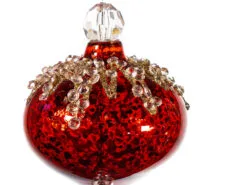 7" Red Mercury Jeweled Onion Drop Sets Of 6 7 7" Red Mercury Jeweled Onion Drop Sets Of 6 -Christmas decorations 0671406923B