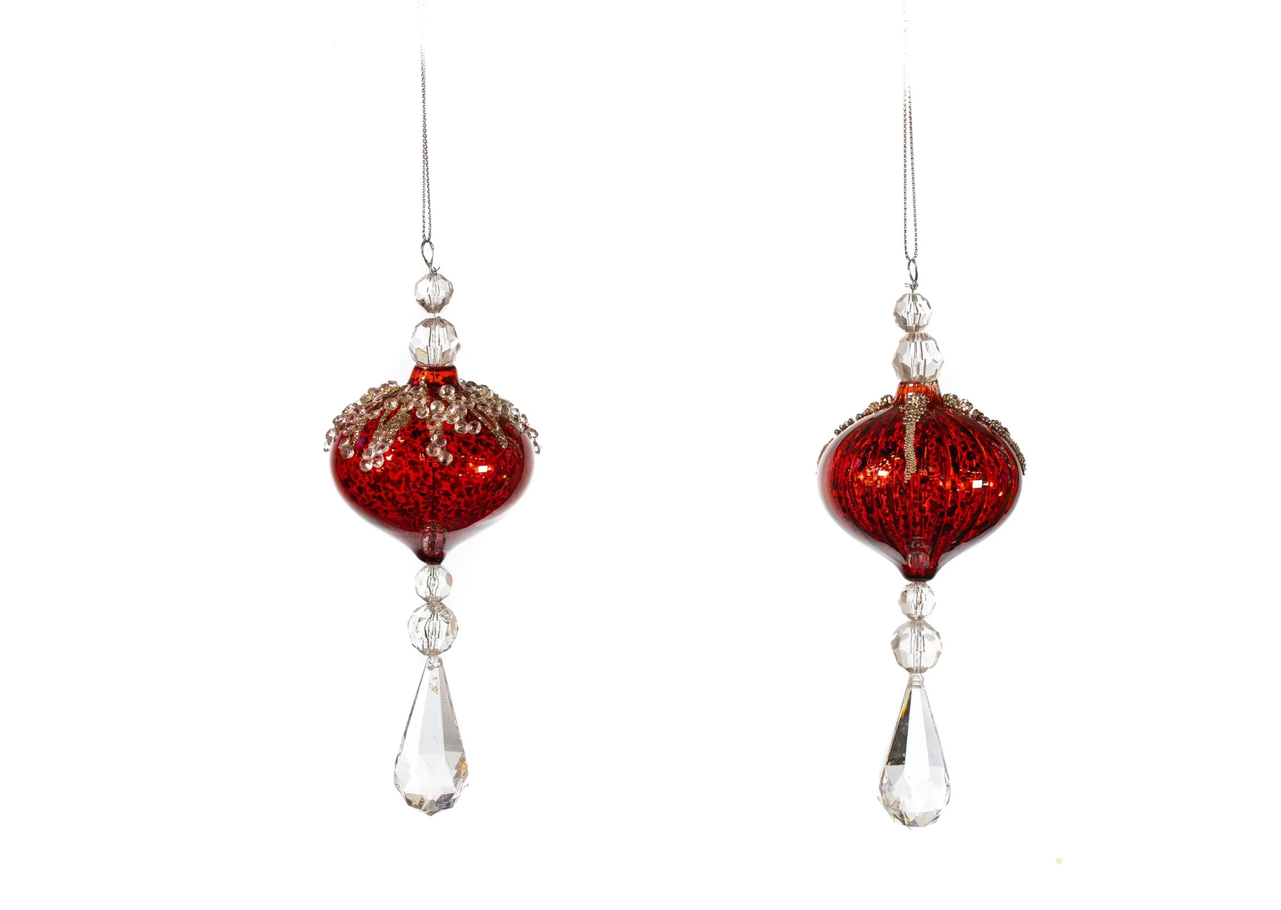 7" Red Mercury Jeweled Onion Drop Sets Of 6 4 7" Red Mercury Jeweled Onion Drop Sets Of 6 - Image 2