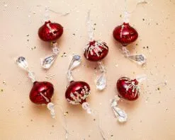 7" Red Mercury Jeweled Onion Drop Sets Of 6