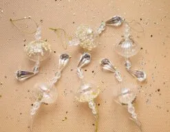 7" Clear Jeweled Onion Drops Set Of 6