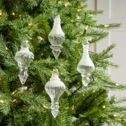 6" Winter Frost Assorted Finial Set Of 12 -Christmas decorations 0671406942 2